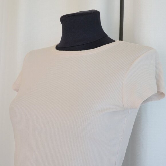 Filippa K Ribbed Knit Cream Baby Tee Sz M - Picture 2 of 6